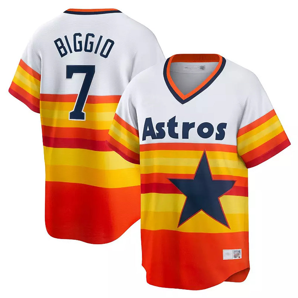 Johmsee H.Astros #7 Craig Biggio Player Rainbow Cooperstown Collection T-shirt Stitched Jerseys