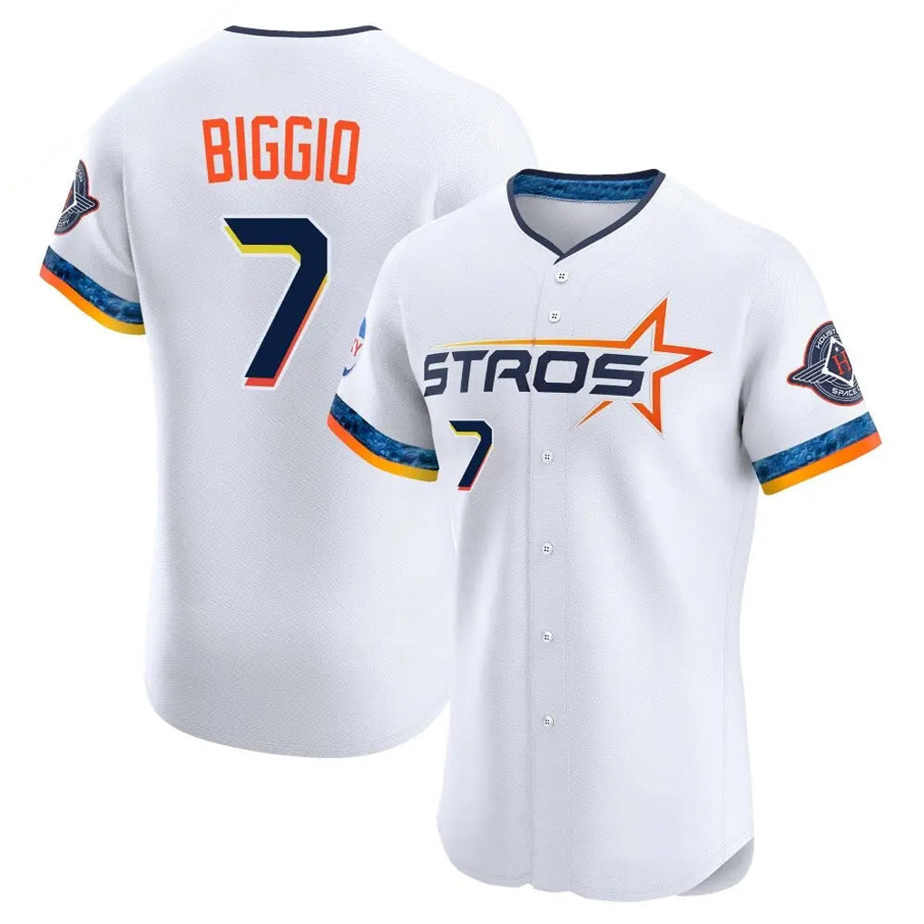 Johmsee H.Astros #7 Craig Biggio Player White City Connect Limited Elite Home Stitched Jerseys