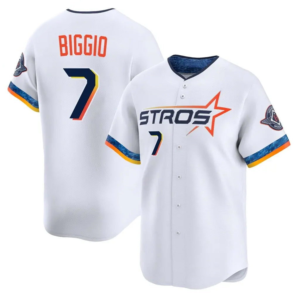 Johmsee H.Astros #7 Craig Biggio Player White City Connect Limited Home Stitched Jerseys