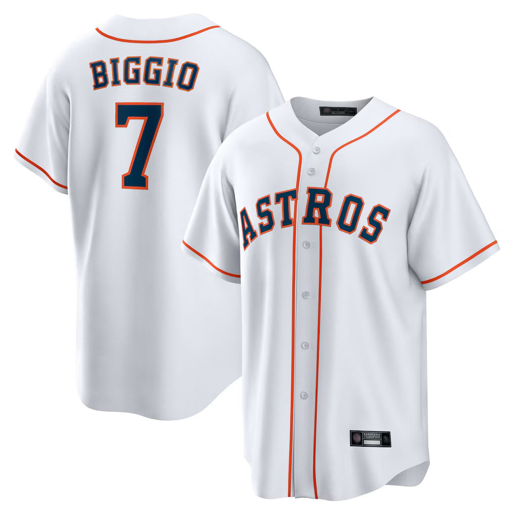 Johmsee H.Astros #7 Craig Biggio Player White Home Game Stitched Jerseys
