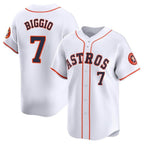Johmsee H.Astros #7 Craig Biggio Player White Home Limited Stitched Jerseys