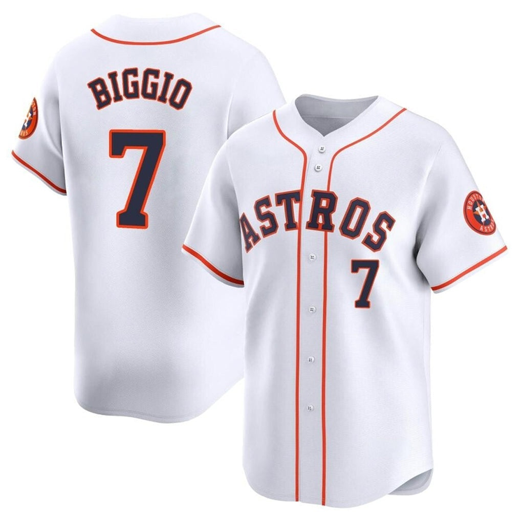 Johmsee H.Astros #7 Craig Biggio Player White Home Limited Stitched Jerseys