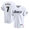 Johmsee H.Astros #7 Craig Biggio Player White Throwback Cooperstown Collection Limited Stitched Jerseys