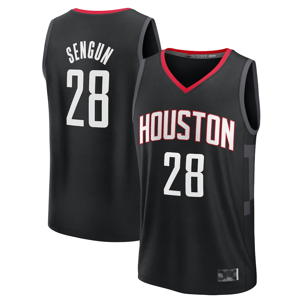 Johmsee H.Rockets #28 Alperen Sengun Black Fast Break Replica Player Stitched Jerseys-Statement Edition