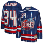 Johmsee H.Rockets #34 Hakeem Olajuwon Mitchell & Ness Navy Maxxed Out Fashion Hockey Stitched Jerseys