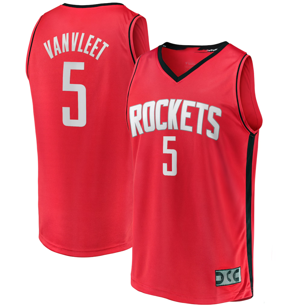 Johmsee H.Rockets #5 Fred VanVleet Red Fast Break Replica Player Stitched Jerseys-Icon Edition