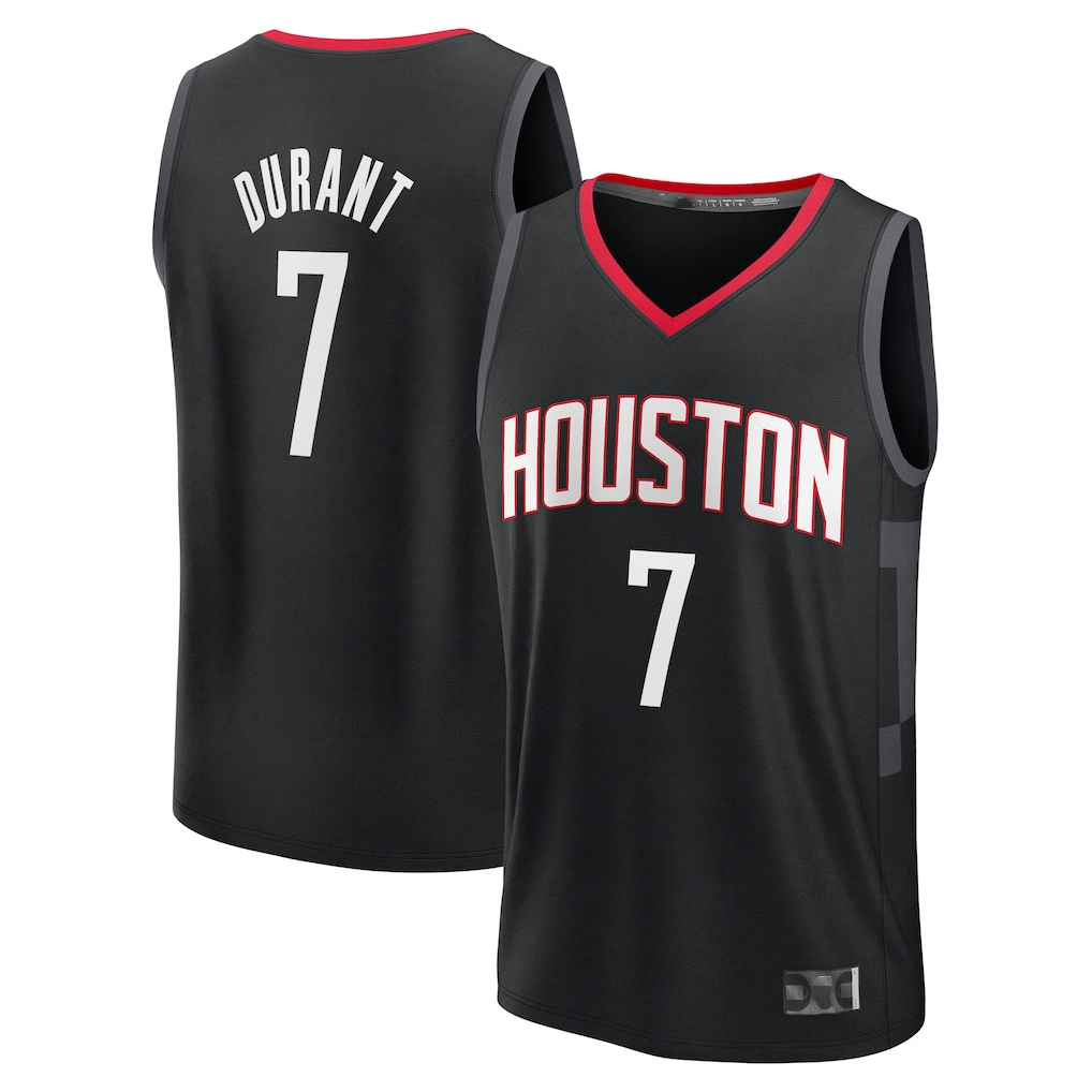 Johmsee H.Rockets #7 Kevin Durant Black Fast Break Replica Player Stitched Jerseys-Statement Edition