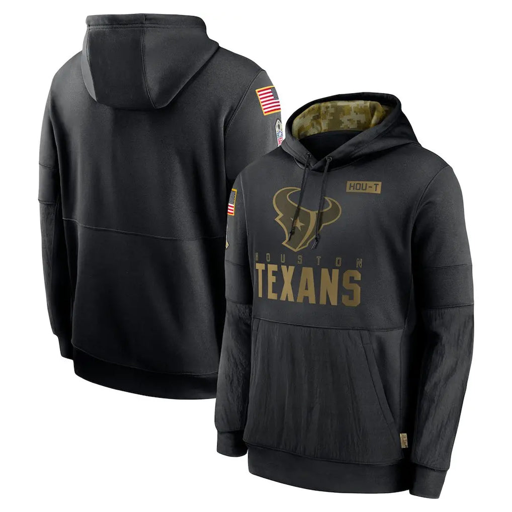 Johmsee H.Texans Black Salute to Service Hoodies Limited Game Blank Player Stitched Jerseys