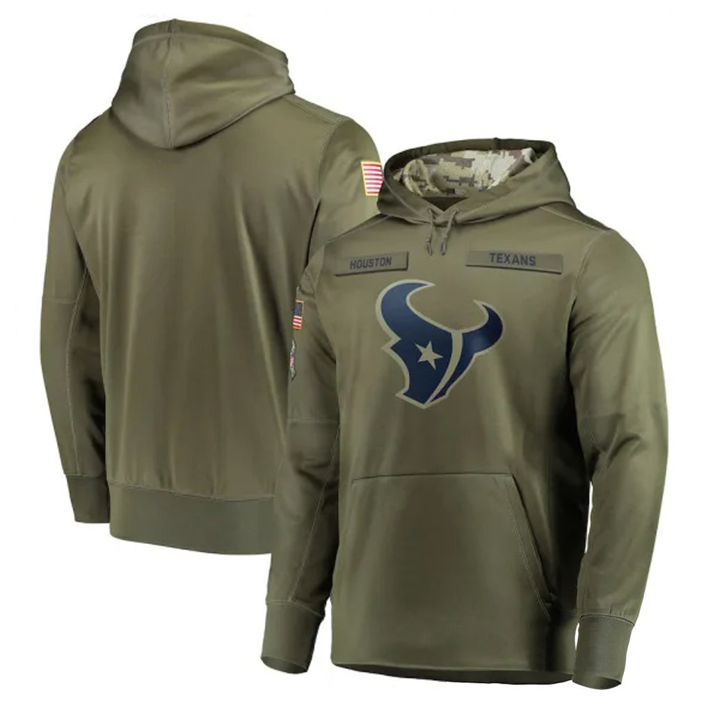 Johmsee H.Texans Olive Salute to Service Pullover Hoodies Home Game Blank Player Stitched Jerseys