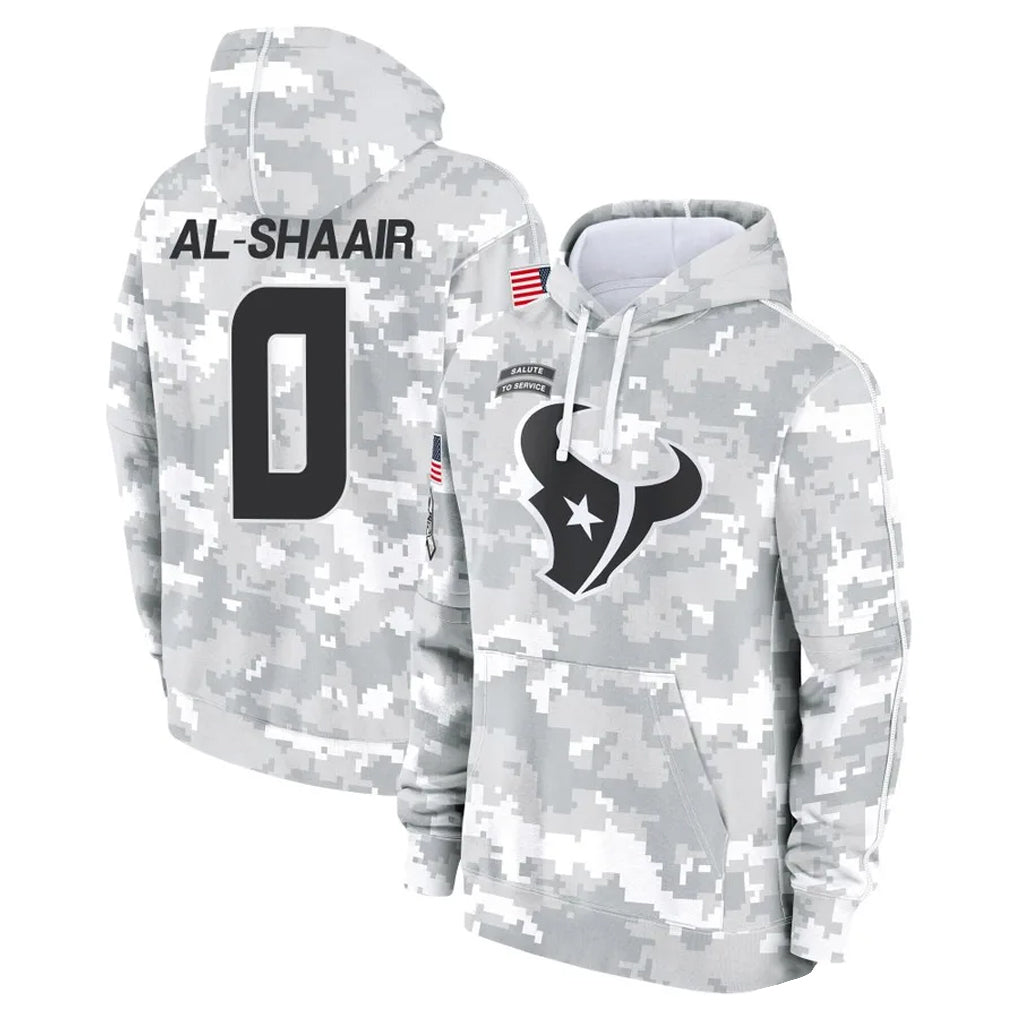 Johmsee H.Texans #0 Azeez Al-Shaair Player Arctic Camo Salute to Service Hoodies Limited Game Stitched Jerseys