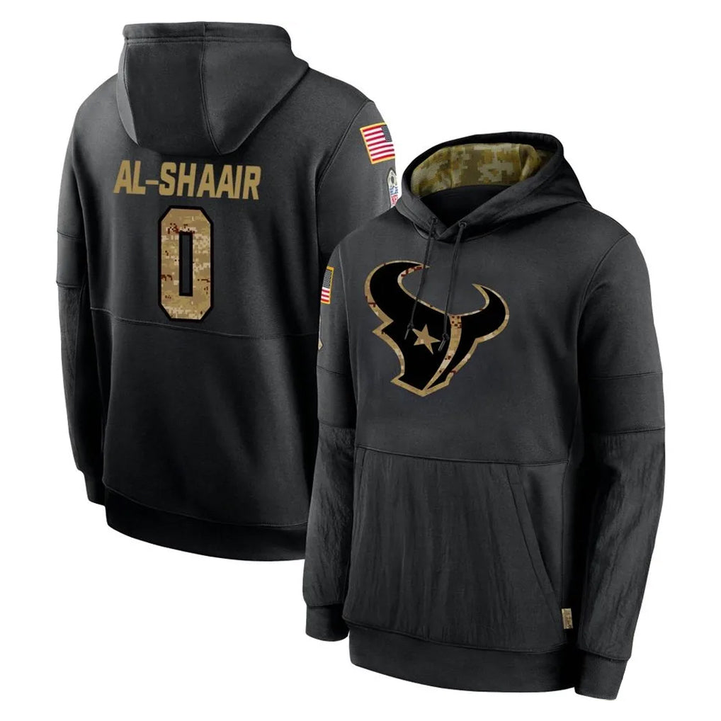Johmsee H.Texans #0 Azeez Al-Shaair Player Black Salute to Service Hoodies Limited Game Stitched Jerseys