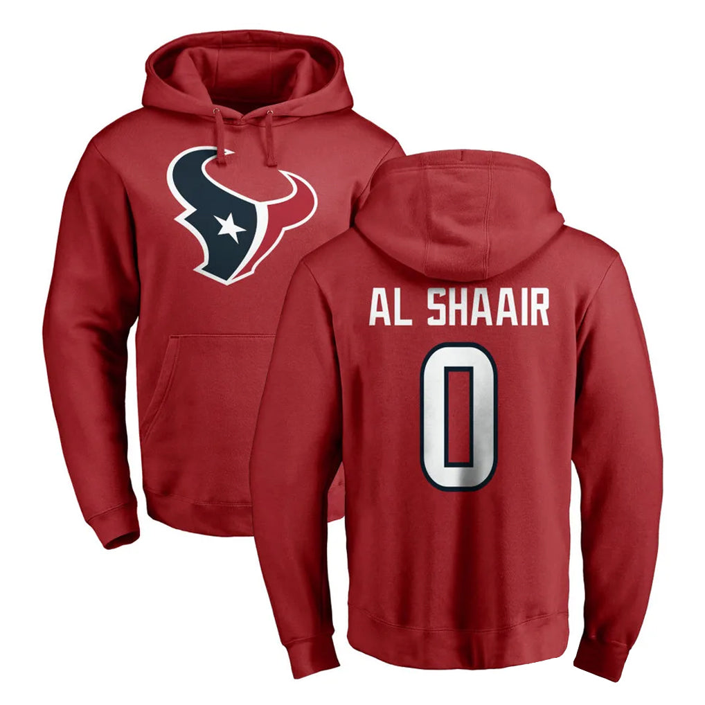 Johmsee H.Texans #0 Azeez Al-Shaair Player Red Pro Line Pullover Hoodie Limited Game Stitched Jerseys