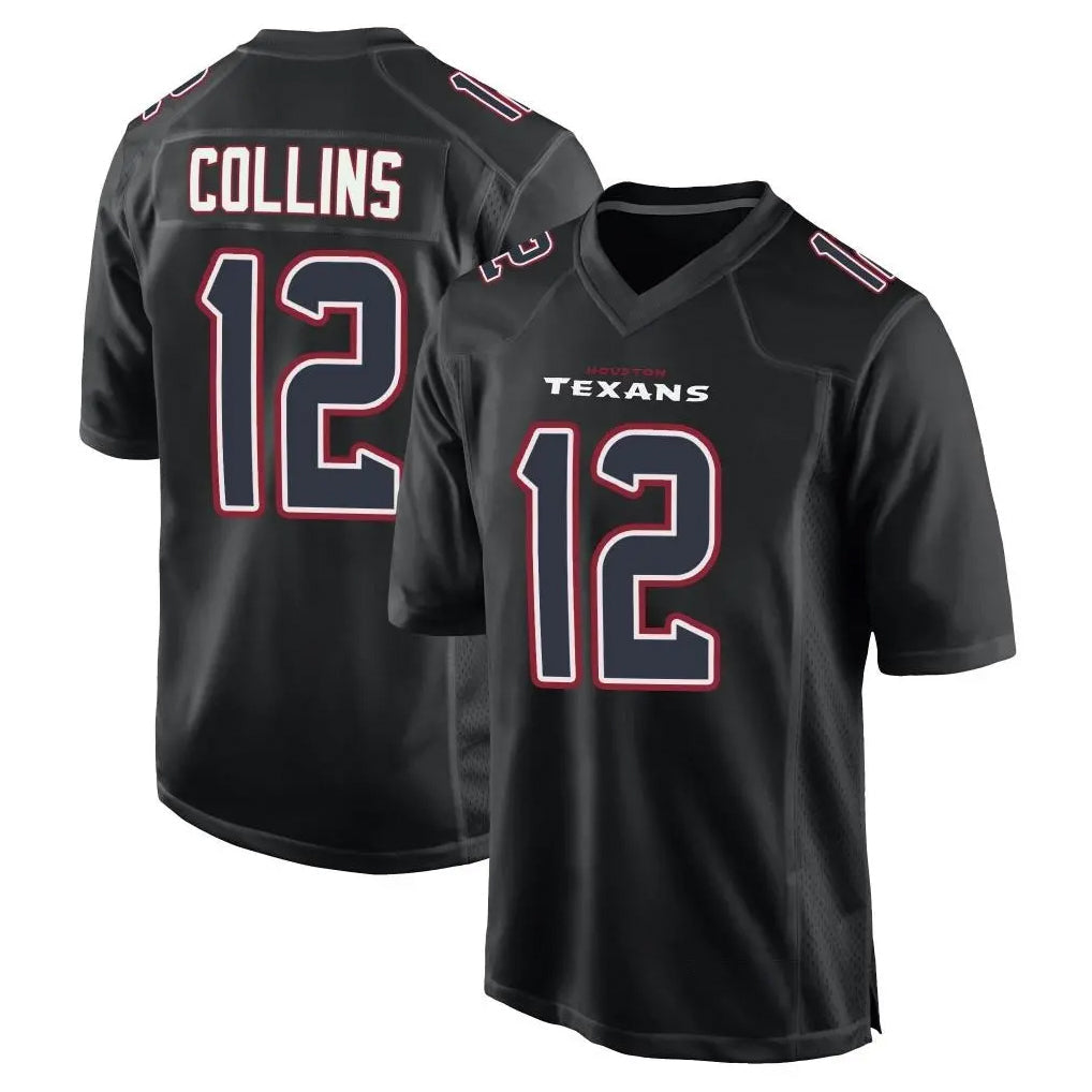 Johmsee H.Texans #12 Nico Collins Player Black Fashion Home Game Stitched Jerseys