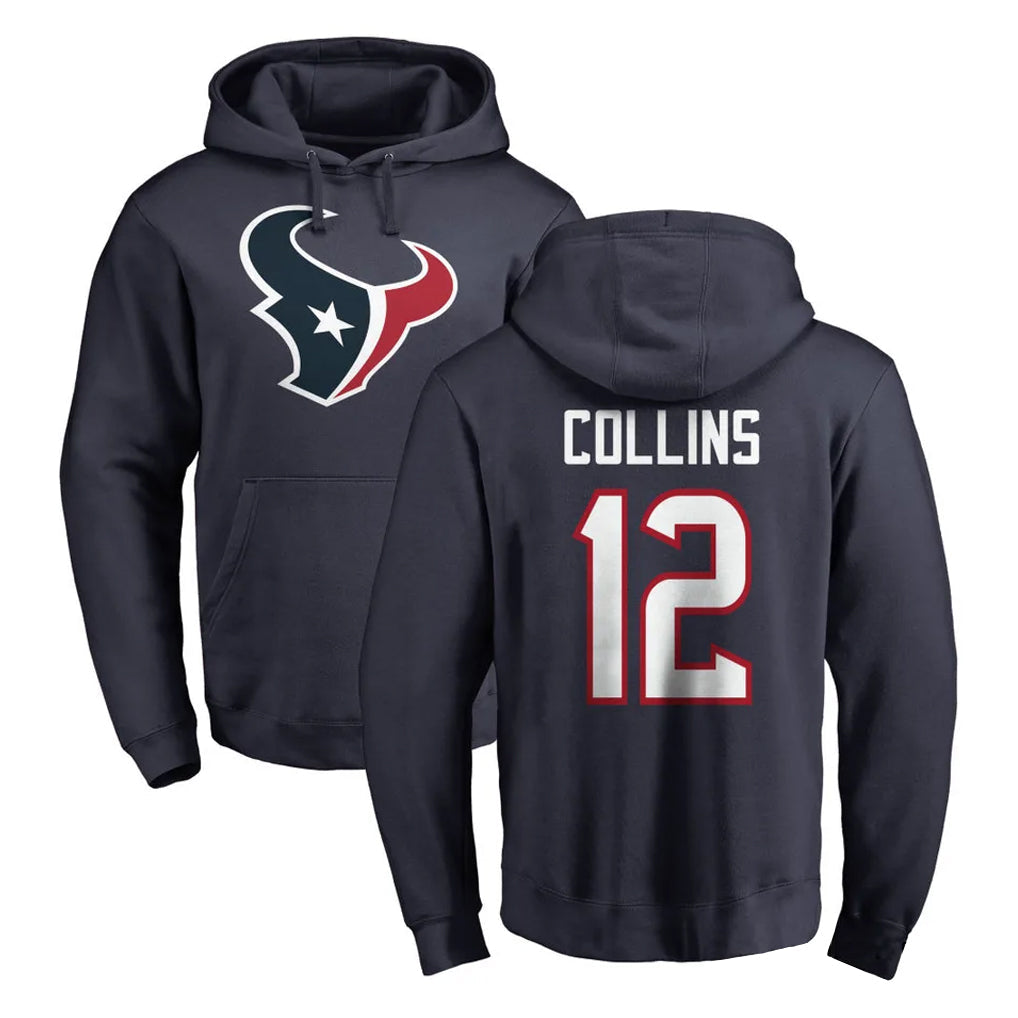 Johmsee H.Texans #12 Nico Collins Player Navy Pro Line Pullover Hoodie Limited Game Stitched Jerseys
