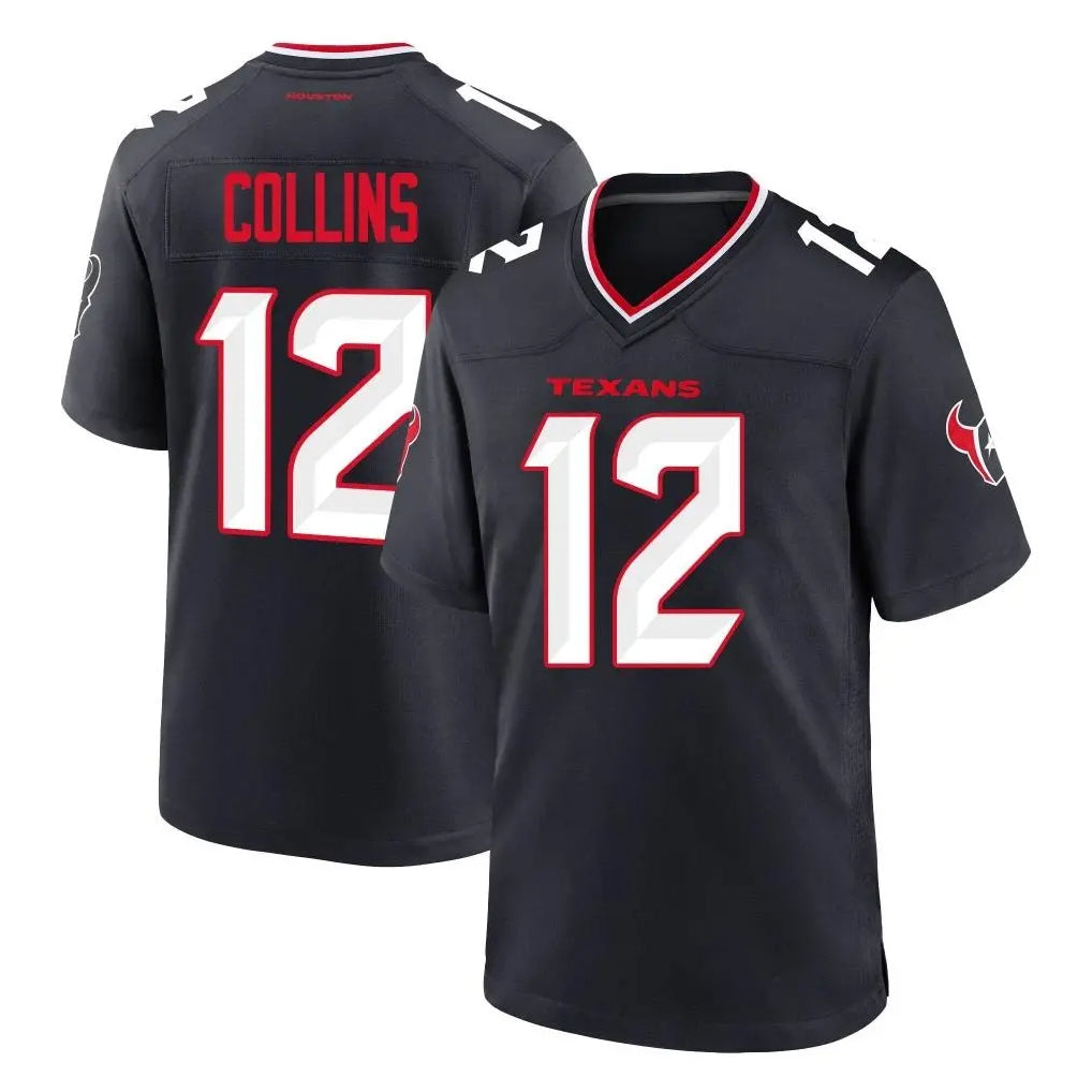 Johmsee H.Texans #12 Nico Collins Player Navy Team Home Game Stitched Jerseys