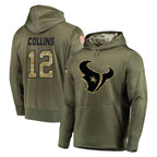 Johmsee H.Texans #12 Nico Collins Player Olive Salute to Service Pullover Hoodies Home Game Stitched Jerseys