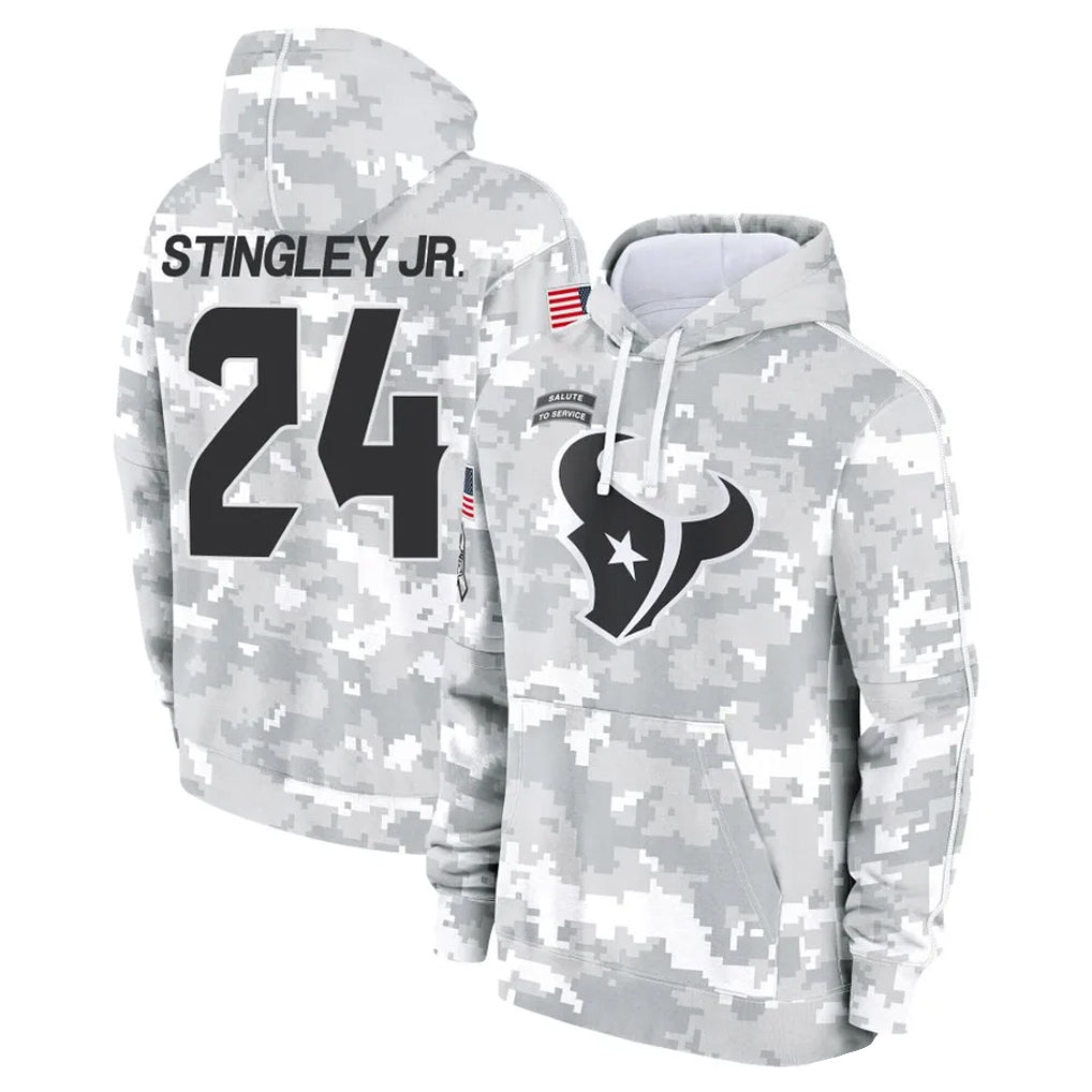 Johmsee H.Texans #24 Derek Stingley Jr. Player Arctic Camo Salute to Service Hoodies Limited Game Stitched Jerseys
