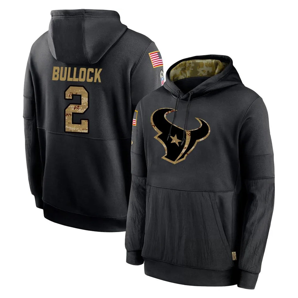 Johmsee H.Texans #2 Calen Bullock Player Black Salute to Service Hoodies Limited Game Stitched Jerseys