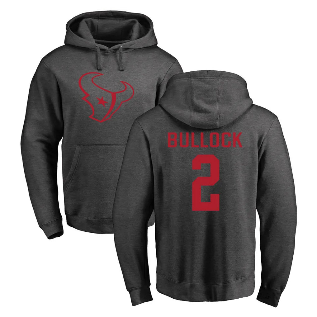 Johmsee H.Texans #2 Calen Bullock Player Gray Pro Line Pullover Hoodie Limited Game Stitched Jerseys