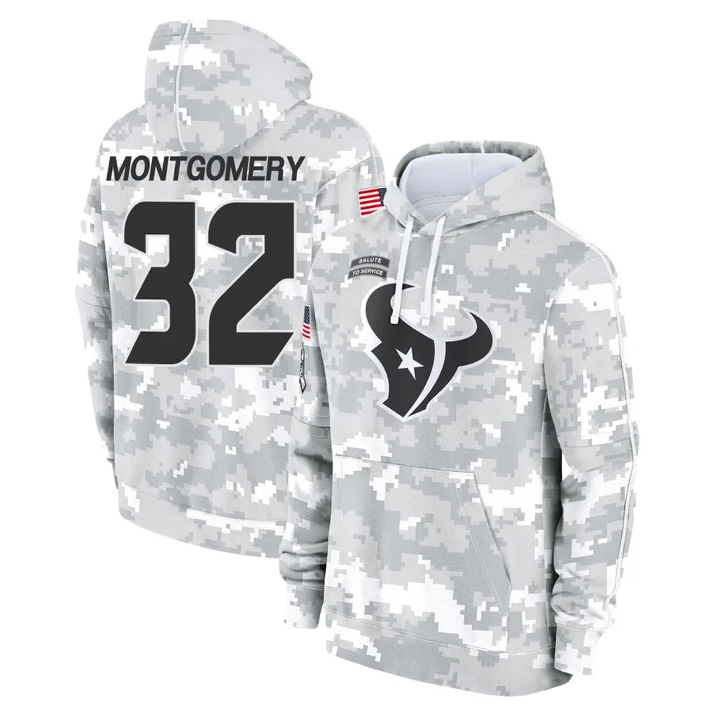 Johmsee H.Texans #32 David Montgomery Player Arctic Camo Salute to Service Hoodies Limited Game Stitched Jerseys