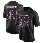 Johmsee H.Texans #32 David Montgomery Player Black Fashion Home Game Stitched Jerseys
