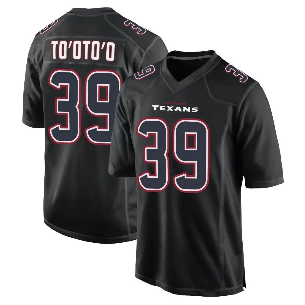 Johmsee H.Texans #39 Henry To'oTo'o Player Black Fashion Home Game Stitched Jerseys