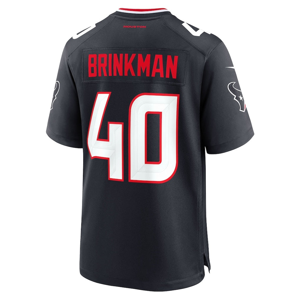 H.Texans #40 Austin Brinkman Navy Team Game American Football Jersey