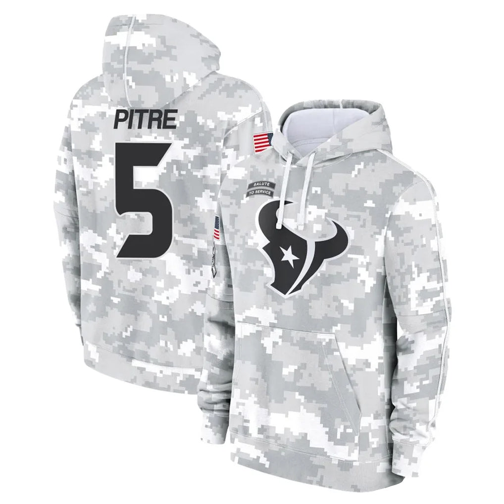 Johmsee H.Texans #5 Jalen Pitre Player Arctic Camo Salute to Service Hoodies Limited Game Stitched Jerseys