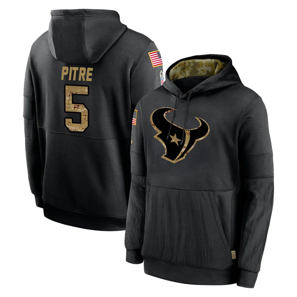 Johmsee H.Texans #5 Jalen Pitre Player Black Salute to Service Hoodies Limited Game Stitched Jerseys