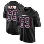 Johmsee H.Texans #69 Ed Ingram Player Black Fashion Home Game Stitched Jerseys
