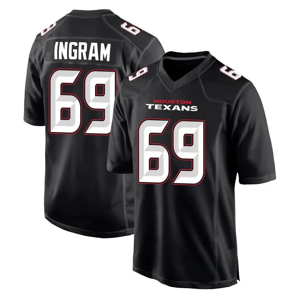 Johmsee H.Texans #69 Ed Ingram Player Carbon Black Fashion Home Game Stitched Jerseys
