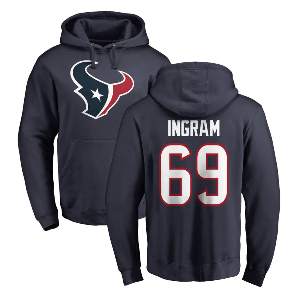 Johmsee H.Texans #69 Ed Ingram Player Navy Pro Line Pullover Hoodie Limited Game Stitched Jerseys
