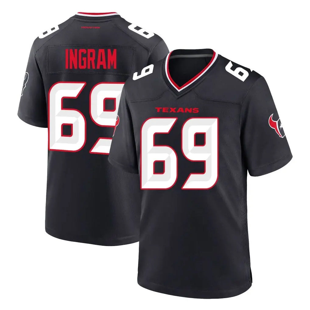 Johmsee H.Texans #69 Ed Ingram Player Navy Team Home Game Stitched Jerseys