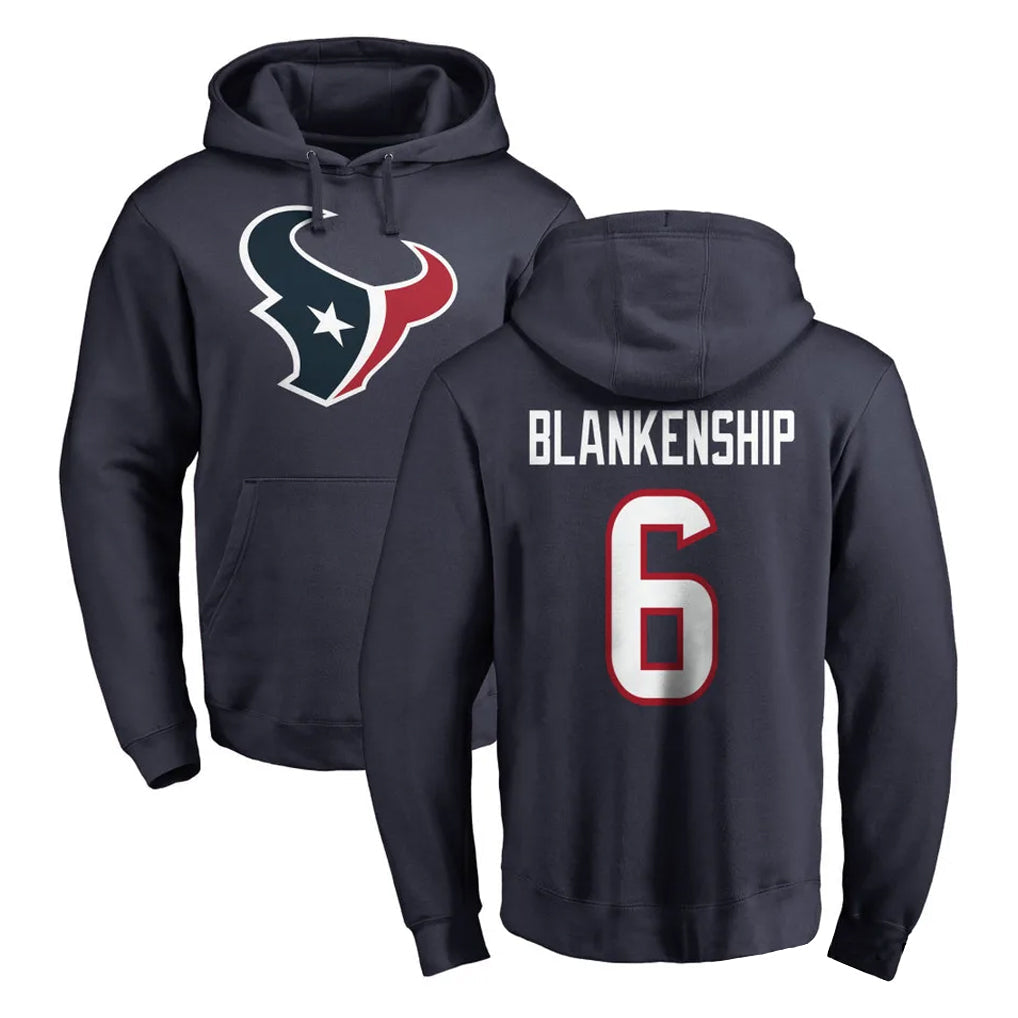 Johmsee H.Texans #6 Reed Blankenship Player Navy Pro Line Pullover Hoodie Limited Game Stitched Jerseys