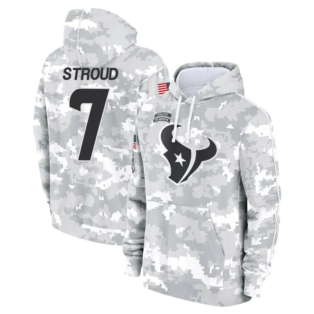 Johmsee H.Texans #7 CJ Stroud Player Arctic Camo Salute to Service Hoodies Limited Game Stitched Jerseys