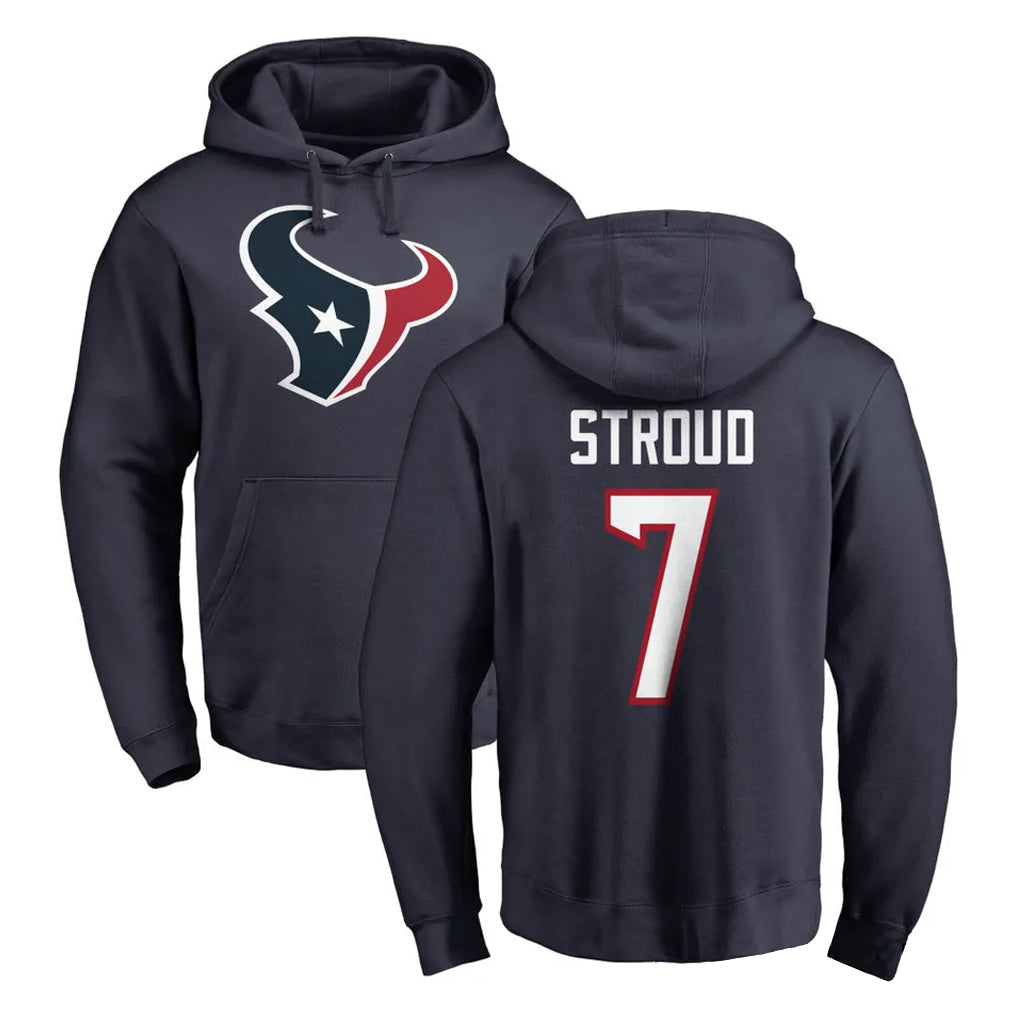 Johmsee H.Texans #7 CJ Stroud Player Navy Pro Line Pullover Hoodie Limited Game Stitched Jerseys