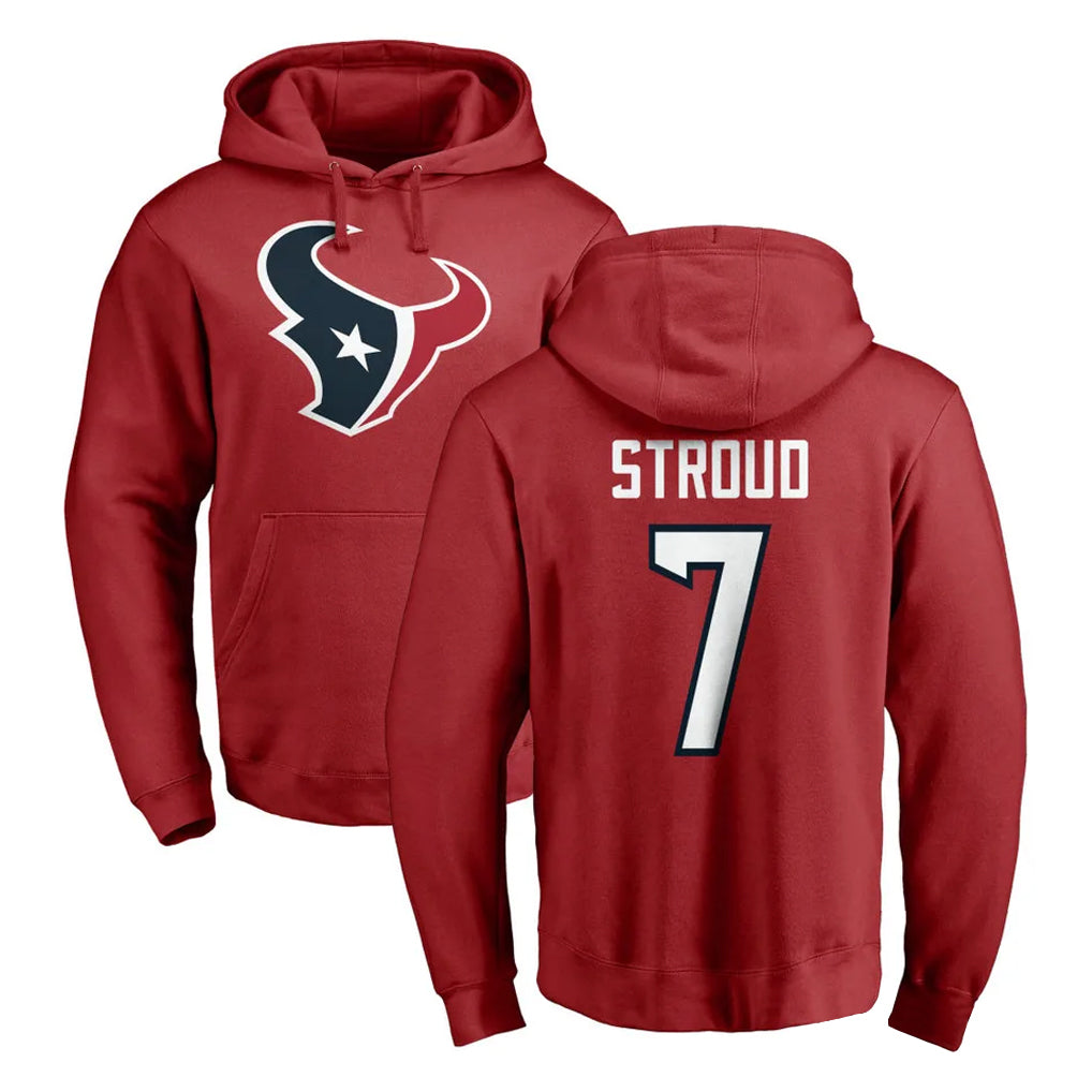 Johmsee H.Texans #7 CJ Stroud Player Red Pro Line Pullover Hoodie Limited Game Stitched Jerseys
