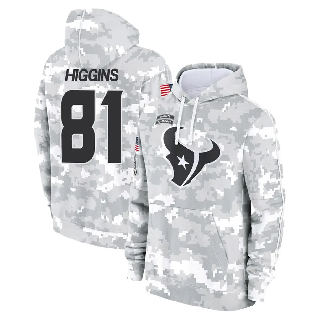 Johmsee H.Texans #81 Jayden Higgins Player Arctic Camo Salute to Service Hoodies Limited Game Stitched Jerseys
