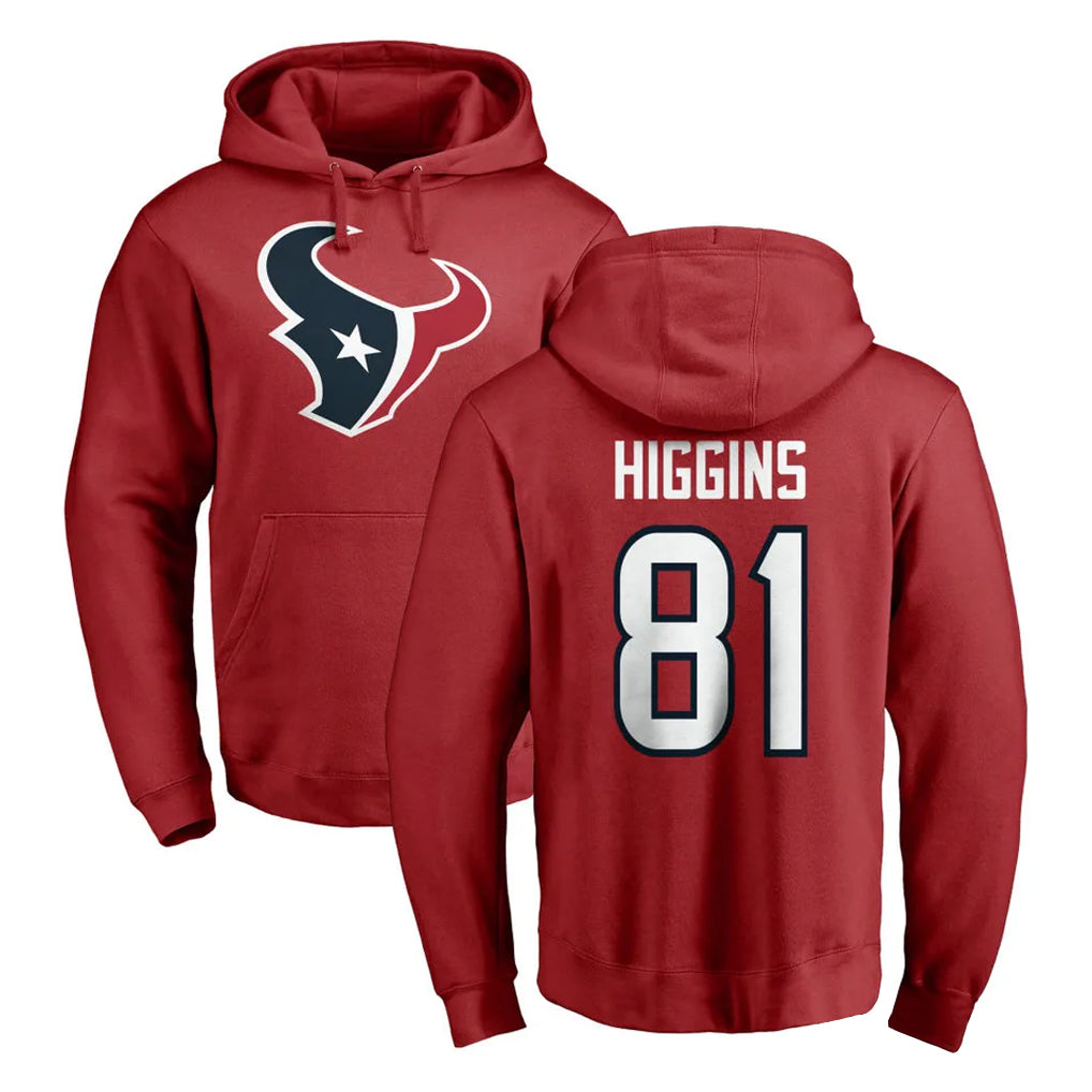 Johmsee H.Texans #81 Jayden Higgins Player Red Pro Line Pullover Hoodie Limited Game Stitched Jerseys