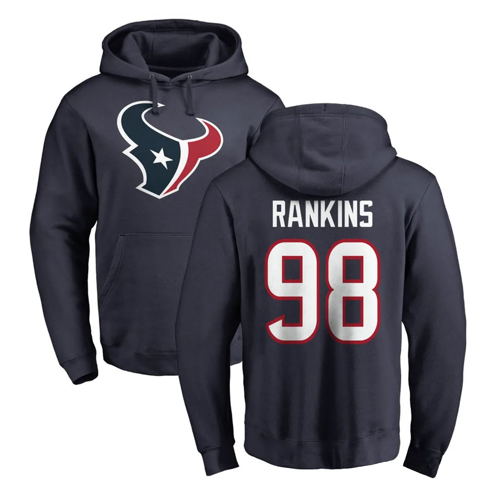 Johmsee H.Texans #98 Sheldon Rankins Player Navy Pro Line Pullover Hoodie Limited Game Stitched Jerseys