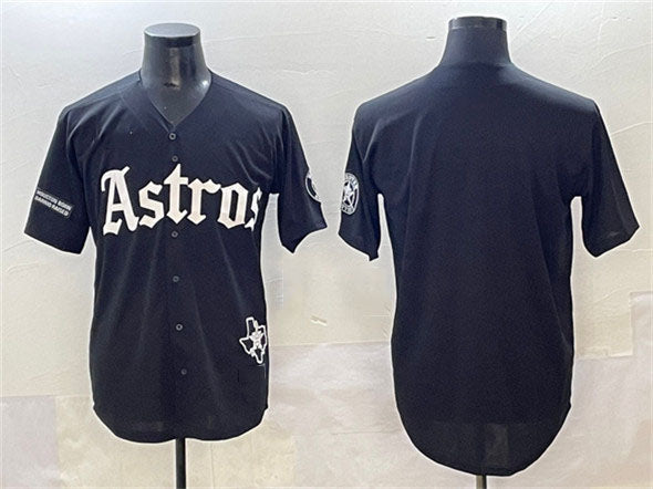 Houston Astros Blank Black Gothic 'Houston Born Barrio Raised' Limited Stitched Baseball Jersey