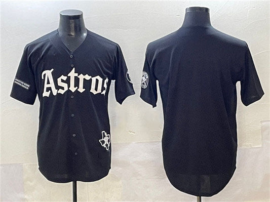 Houston Astros Blank Black Gothic 'Houston Born Barrio Raised' Limited Stitched Baseball Jersey