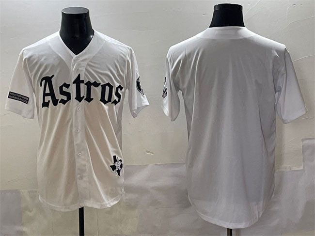 Houston Astros Blank White Gothic 'Houston Born Barrio Raised' Limited Stitched Baseball Jersey