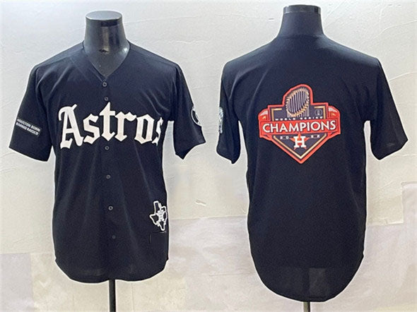 Houston Astros Team Big Logo Black Gothic 'Houston Born Barrio Raised' Limited Stitched Baseball Jerseys