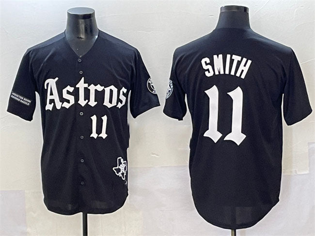Houston Astros #11 Cam Smith Black Gothic 'Houston Born Barrio Raised' Limited Stitched Baseball Jersey