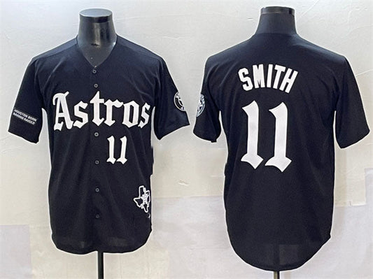 Houston Astros #11 Cam Smith Black Gothic 'Houston Born Barrio Raised' Limited Stitched Baseball Jersey