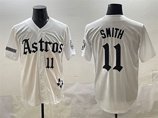 Houston Astros #11 Cam Smith White Gothic 'Houston Born Barrio Raised' Limited Stitched Baseball Jersey