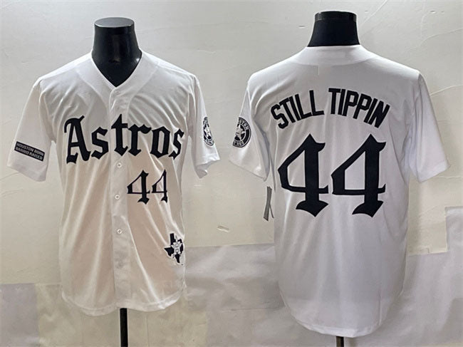 Houston Astros #44 Still Tippin White Gothic 'Houston Born Barrio Raised' Limited Stitched Baseball Jersey