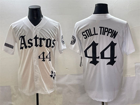 Houston Astros #44 Still Tippin White Gothic 'Houston Born Barrio Raised' Limited Stitched Baseball Jersey