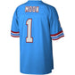 H.Oilers #1 Warren Moon Mitchell & Ness Legacy Replica Jersey - Light Blue Stitched American Football Jerseys